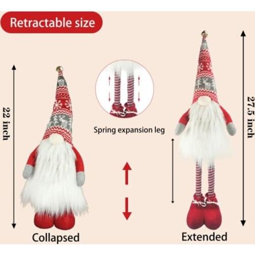 Merry Christmas Knitted Hat Gnome Ornament Faceless Doll Design Decorative Spring Legs Dwarf Doll Ornament with Light