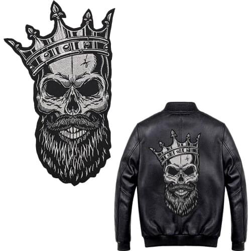 Embroidery Applique Patch Domineering black Crown Skull Iron on Stickers Patch Clothes for T-shirt jackets patches sewing