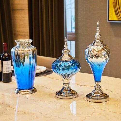 High End European Decoration Glass Craft Living Room Flower Arrangement Figurines Wedding Home Decoration Flower Glass Vase Gift