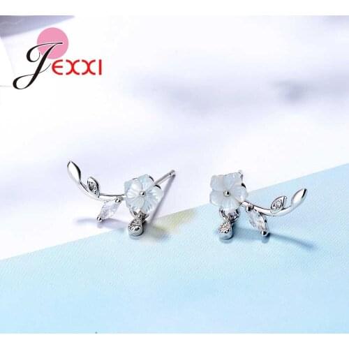 New Fashion Plum Flower Tree Design 925 Sterling Silver Stud Earring For Women Female Party Jewelry Accessories