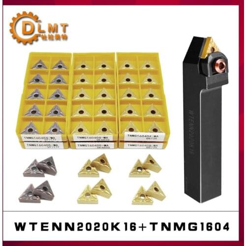 1PC WTENN2020K16 External Turning Tool Holder WTENN +10PCS TNMG160404 TNMG160408 Turning Insert TNMG Lathe Turning Tools