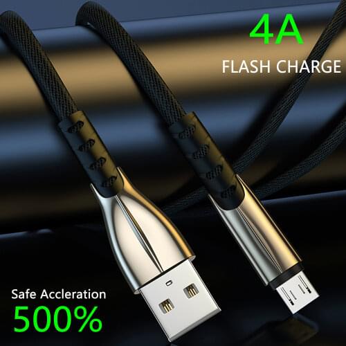 2 PCS 4A USB Micro Cable Fast Charge Data Cable for Samsung Huawei Xiaomi Tablet Android Mobile Phone USB Charger Charging Cord