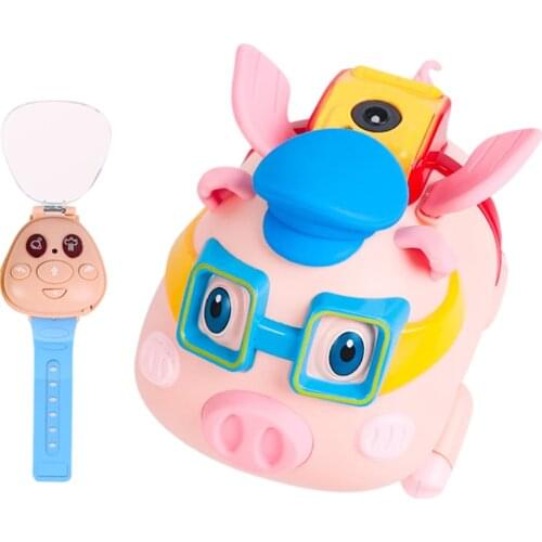 2020 Children Automatic Electric Bubble Machine Bubble Pig Spray Watch Remote Control Music