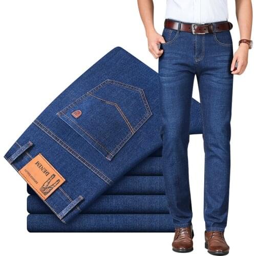 2021 Summer Thin Mens Elastic Loose Straight Casual Jeans Young Mens Pants Breathable Jeans Pants