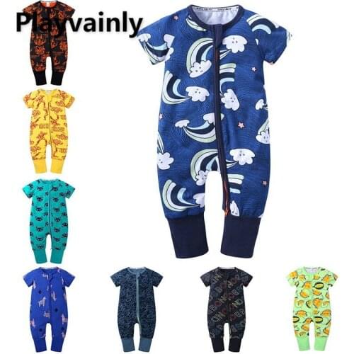 2021 Summer Baby Boy Girl Romper Cartoon printing cotton short sleeve Jumpsuit Newborn Clothing 0-3T E100237