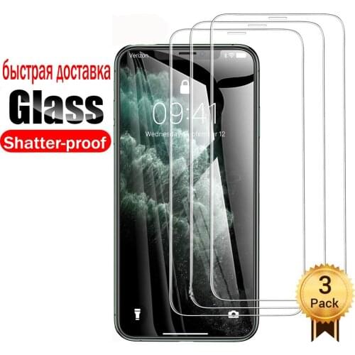 3PCS Full Screen Protector Glass For iPhone 11 Pro MAX XS Max XR X Shatter-proof Film For iPhone 6 6s 7 8 Plus 4 5 5S SE Safety