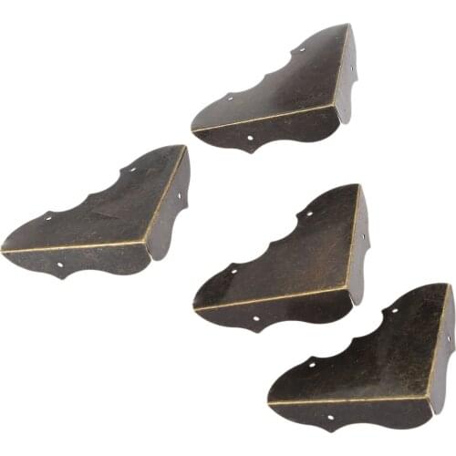 4pcs Iron Corner Decorative Protectors Jewelry Wine Gift Box Wooden Case Furniture Hardware Corner Bracket 53*53*16mm