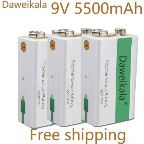 5pcs/Lot 9V USB Li-ion cycle charging battery 9V 5500mAH is suitable for camera and other series of electronic products+USB line