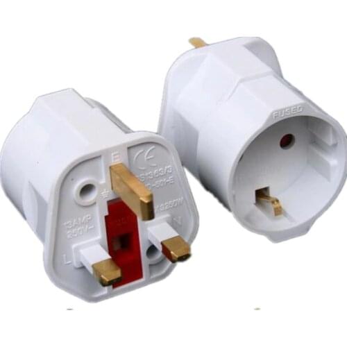 500pcs/lot Multifunctional EU to UK Plugs Adapter EU to UK Plugs Power Converter Plugs 2 Pin Socket EU to UK Travel Adapter