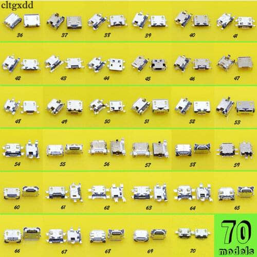 70Models 5pin micro usb charging jack connector port Socket for samsung Lenovo ZTE Huawei Meizu Xiaomi mobile phone PC