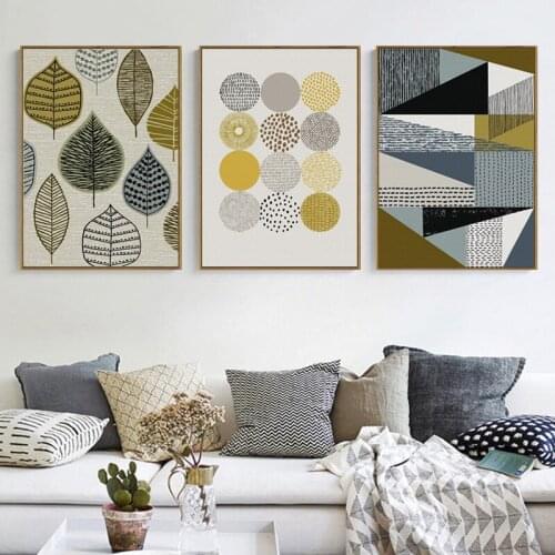 Abstract Geomertric Wall Paintings Leaves Canvas Prints Modern Decoration for Home Room Frameless Wall Art Picture