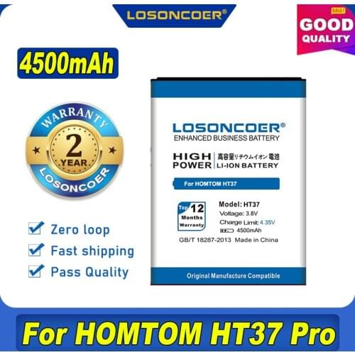 100% Original LOSONCOER 4500mAh For HOMTOM HT37 HT37 Pro Phone Battery