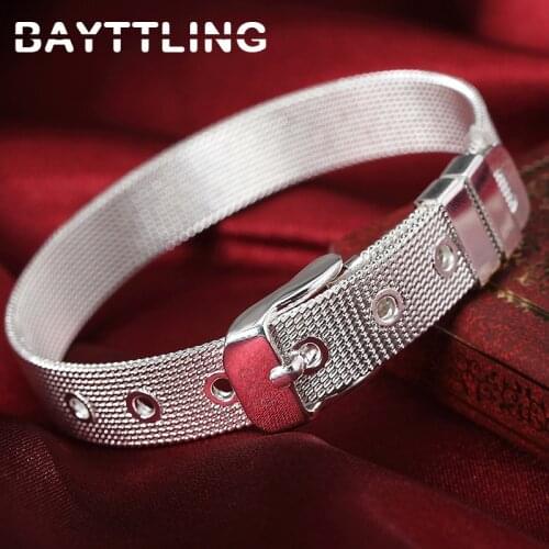 BAYTTLING New 8 Inch 925 Sterling Silver 10MM Exquisite Braided Strap Bracelet For Woman Lady Luxury Engagement Jewelry Gift