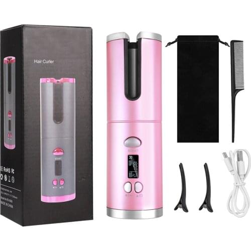 Wireless Automatic Hair Curler Usb Rechargeable Auto Rotating Curling Iron Led Display Curls Roller Wave Waves Hair Styling Tool