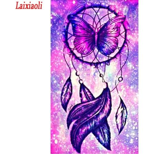 Large Diamond Painting butterfly feather diamond Embroidery dream catcher 5d Cross Stitch Full rhinestones abstract painting art