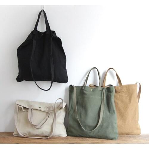 Large capacity canvas bag simple art single shoulder bag women vintage simple portable large canvas handbag