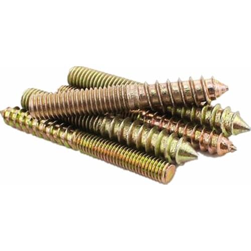 10pc Carbon Steel hanger bolt M4-M10x30mm Double Headed Bolt Self-tapping Screw for sofa Furniture connection Fastener Hardware