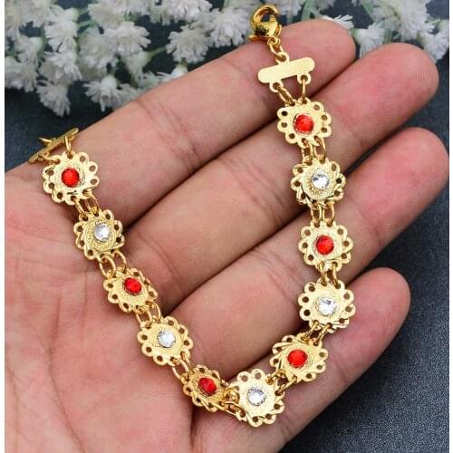 Bangles Dubai Ethnic Girly Gold Goin Bracelet with Zircon Women Dubai Jewelry Bracelet African gifts kid Birthday present