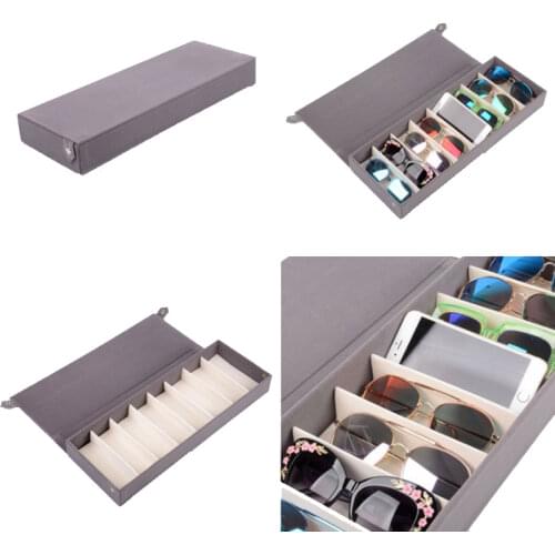 Glasses Velvet Storage Display Glasses Case 8 Slot Grids Eyeglass Sunglasses Grid Stand Case Box Holder Glasses Organizer Makeup