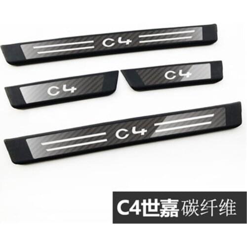 For Citroen cquatre C-Quatre C4 2008-2016 Car styling Soft plastic Door Sill Scuff Plate Welcome Pedal Trim Accessories