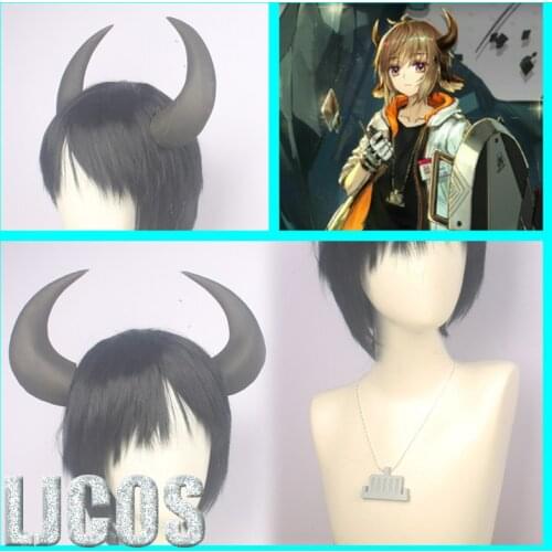 Game Arknights Bison Horns Hair Clip Headband Cosplay Costume Necklace Men Women Student Hair Accessories Xmas Gifts