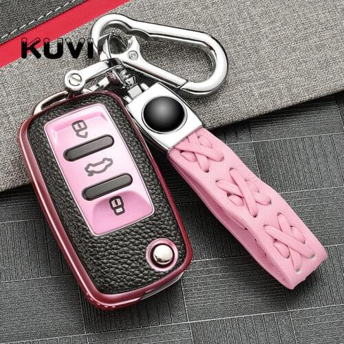 Leather Car Key Cover Case For Volkswagen VW POLO Tiguan Passat B5 B6 B7 Golf EOS Scirocco Jetta MK6 Octavia Accessories