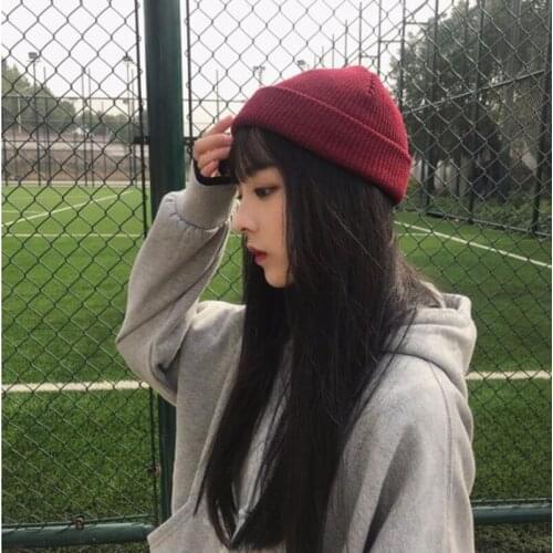 Ski Cap Ribbed Knitted Cuffed Short Melon Hip Hop Skullies Beanie Warm Knitted Hat Men Winter Hats for Men