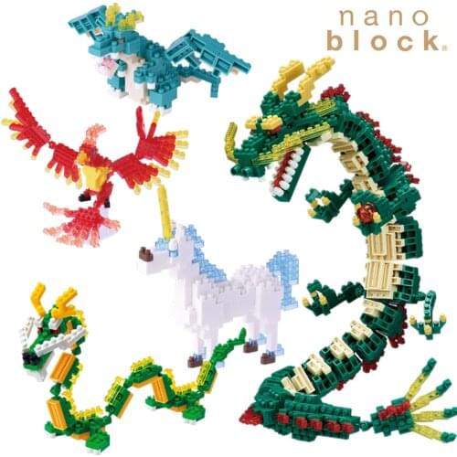 Nanoblock Divine Beast Animal Dinosaur Anime Cartoon Diamond Micro Building Blocks Bricks Educational Toys Games Model