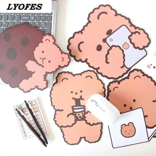 Cute Mouse Pad Office Accessories Cartoon Bear Biscuit Mat for Mouse Mice Kawaii Desk Pad Writing Desk Mats Laptop Mouse Mat