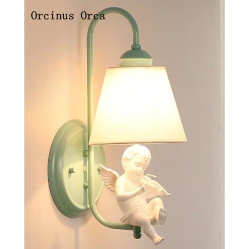 Nordic Garden Bird Wall Lamp living room corridor bedroom bedside lamp American Creative white little angel resin wall lamp