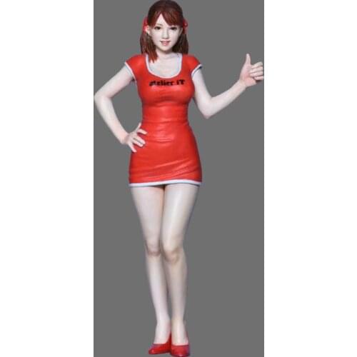 New Unassembled 1/22 70mm red coat standing girl Resin Kit DIY Toys Unpainted kits