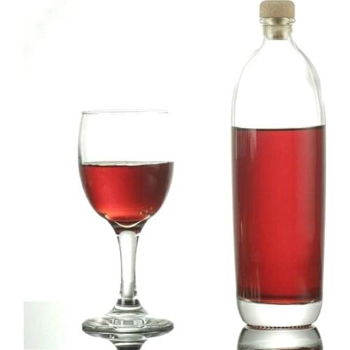 New Style 330-500Ml Red Wine Bottle Thickened Glass with Wooden Cover Sealed Fruit Wine Bottle Whisky Vodka Hip Flask Dispenser