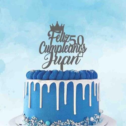 Personalized Birthday Cake Topper Custom Name Age Spanish Feliz Cumpleaños For Spain Birthday Party Cake Decoration ation Topper