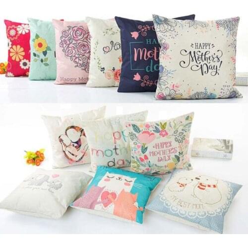 Room Gifts Single Sides Printing Happy Mother Day Cotton Linen Throw Pillow Case Cushion Home New