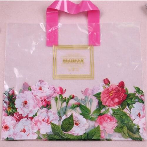 HDPE Eco-friendly Packaging Bags With New Fashion Luxury Flower 10pcs/lot 29*35cm Large Plastic Clothing Package Bags