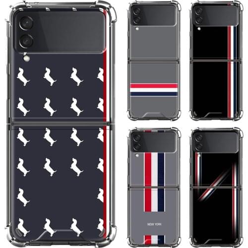 Clear Airbag Case For Samsung Galaxy Z Flip 3 5G Luxury Phone Cases ZFlip3 Soft Edge Hard Back Cover Shell Luxury Brand Line Sac