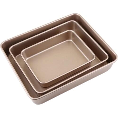 Rectangular Bread Pan Golden Non Stick Carbon Steel Loaf Cake Deep Bakeware Mold Pastry Biscuits Tray DIY Baking Supplies