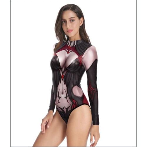 Role Playing Series One-Body Swimsuit European and American Summer Digital Print One-Body Long Sleeve Sunscreen Swimsuit Bikini