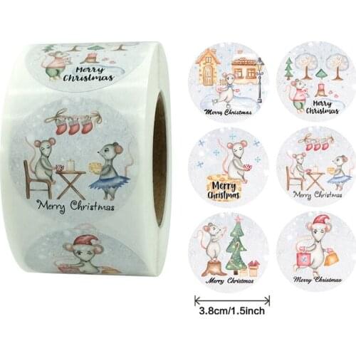 Merry Christmas Kraft Handmade Card Box Package Thank You Label Sealing Stickers Kawaii Sticker Wedding Decor Party Supplies