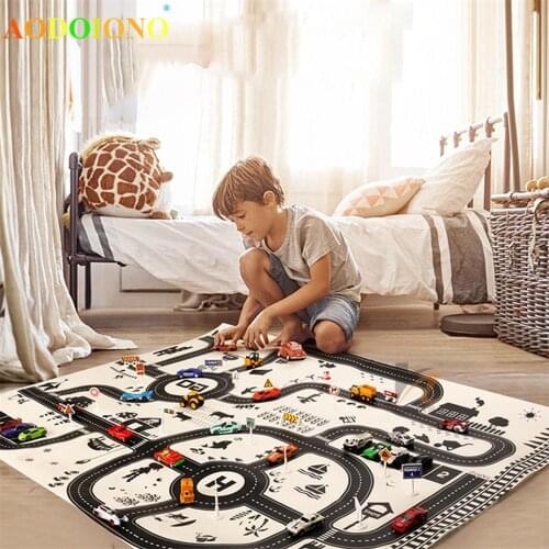 North European Style Kids Car City Scene Taffic Highway Map Play Mat Educational Toys for Children Gym Games Road Carpet Outdoor