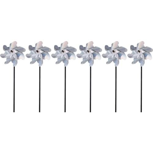 Reflective Windmill With Piles Bird Repeller Outdoor 6pcs Silver Garden Decoration Laser Insect Repellent