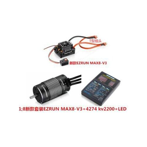 Hobbywing EzRun Max8 v3 T/TR X Plug Waterproof 150A ESC Brushless ESC +4274 2200KV Motor LED Program Card for 1:8 RC Car crawler