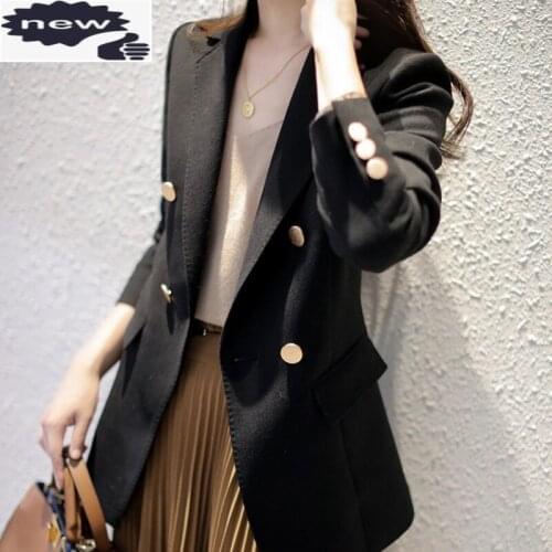 High Quality Women Double Breasted Business Work Outwear Coat Elegant Office Ladies Slim Fit Suit Jacket Femme Veste 2XL