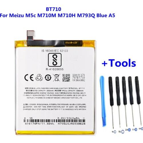 100% High quality BT710 Battery For MEIZU Blue A5/M5C/M710M/M710H/M793Q Mobile Phone