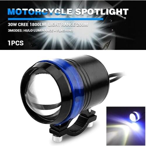 DERI Bright LED Moto Motocycle Headlight Spot Light 1pc With 1x Switch U2 Angel Eyes U3 Moto LED Moto Lighting 12V 30W