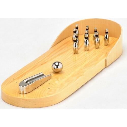 [Funny] Family parent-child interactive Board game Mini Wooden ground and Alley Bowling ball toy Stress Relief Toy sports gift