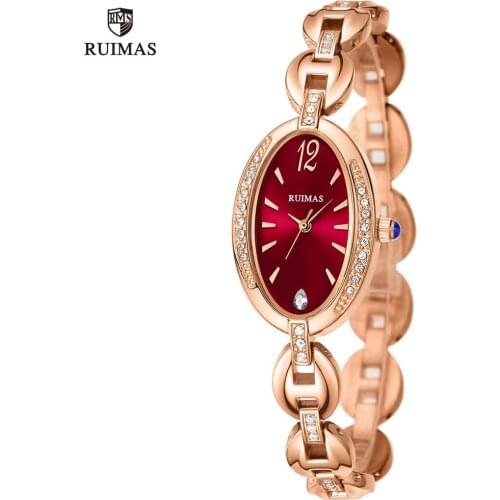 RUIMAS Women Luxury Brand Watches Simple Quartz Lady Waterproof Wristwatch Female Fashion Casual Red Watch Clock reloj mujer 597