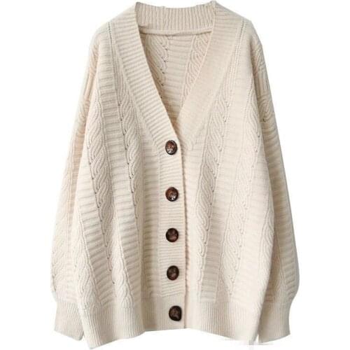 Women Cardigan Christmas Sweater Female 2019 Casual Knitting Coat Jumper Oversized Loose Knit Tops Mujer Jacquard Cable Knitwear