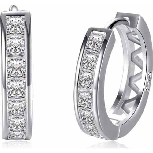 Fashion sterling silver ear ring simple womens ear ring AAA zircon ear ring hollow womens sterling silver jewelry