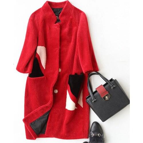 Womens Fur Coat Winter Jacket Women 2020 Natural Sheep Shearing Fur Coats Long Warm Real Wool Jackets Overcoat 6803